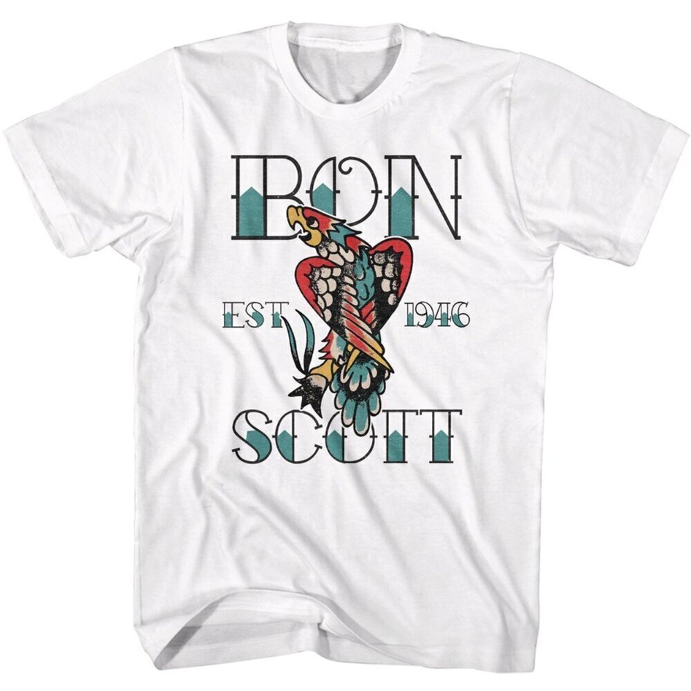 Bon Scott Tattoo T-Shirt ACDC Tribute Classic Rock Graphic Tee